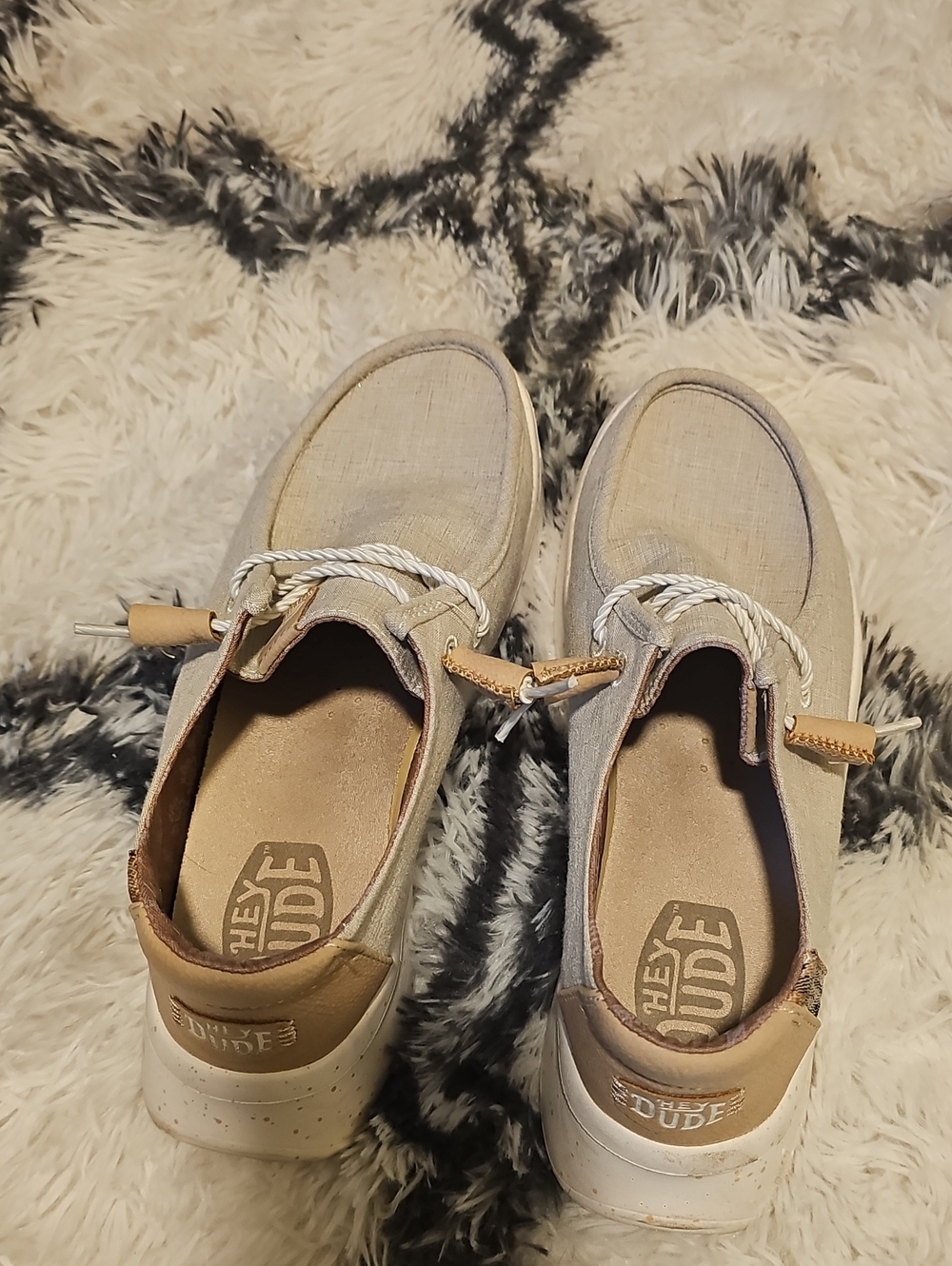 Hey Dude Tan Slip-On Sneakers with White Laces